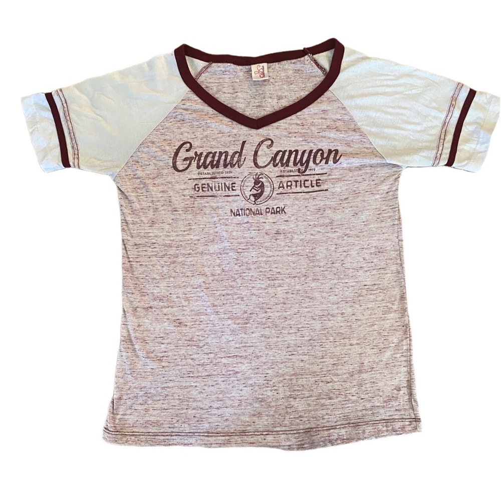 Grand Canyon Burgundy and White Short Sleeve Tee Women’s Size L